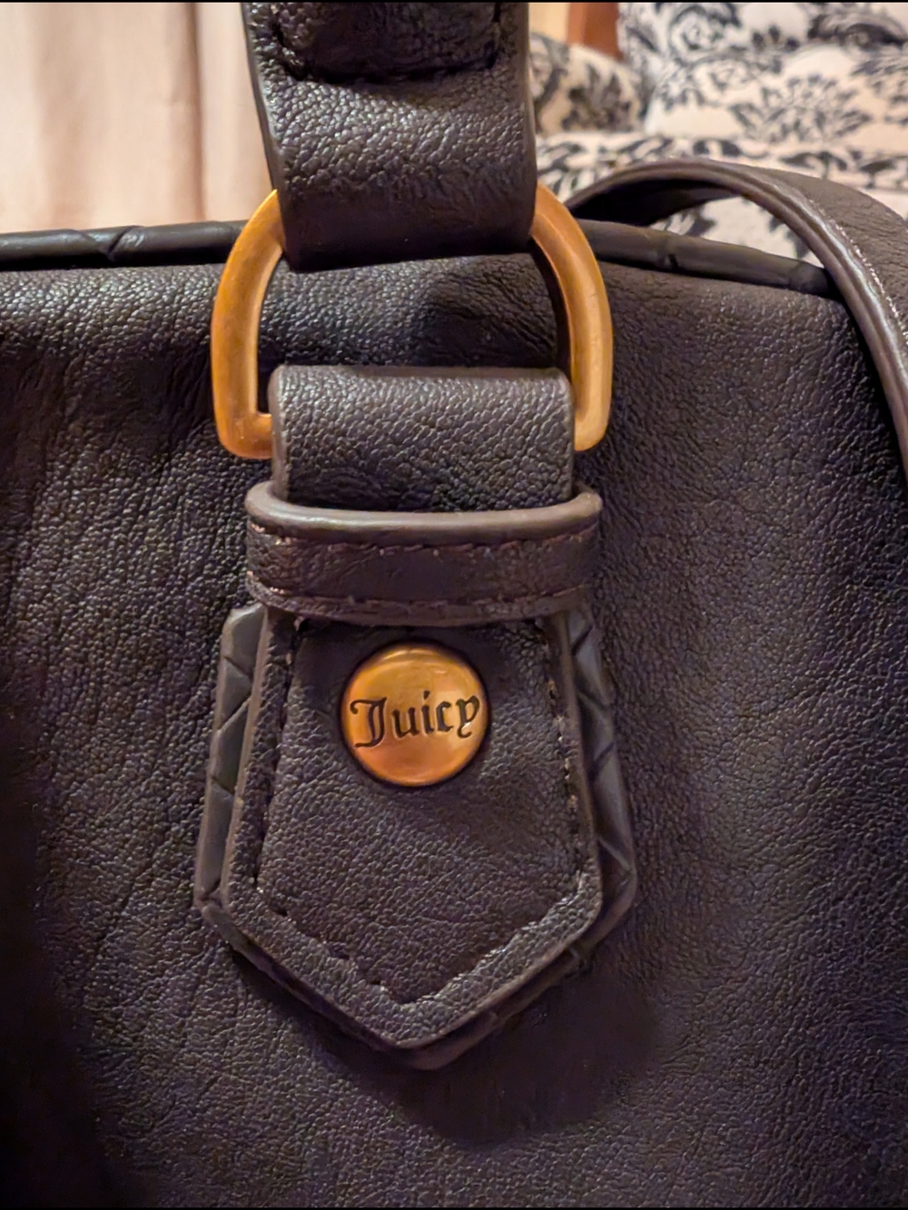 Juicy Couture Dark Brown Satchel with Pink Bow and Gold Hardware - Picture 2 of 12